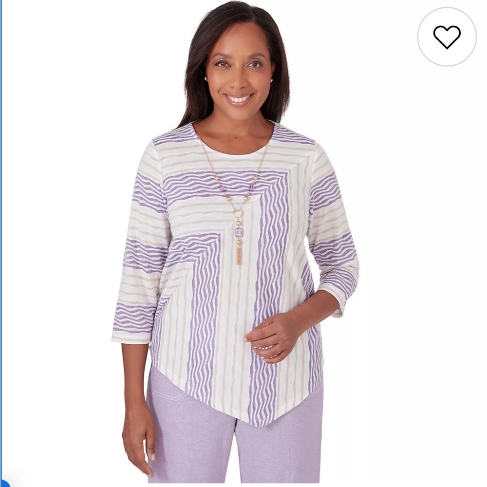 Alfred Dunner Women's Garden Party Spliced Stripe Texture Top size PXL - Picture 10 of 12